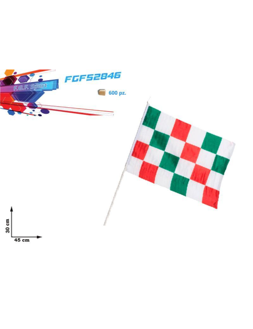 BANDIERA DEI MONDIALI 30x45 CM A SCACCHI CON ASTA