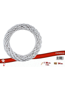 WHITE WOODEN GARLAND DIAMETER 35 CENTIMETERS