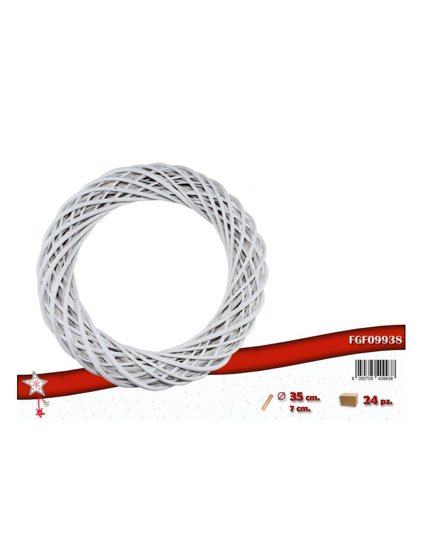 GHIRLANDA LEGNO BIANCA DIAMETRO 35 CENTIMETRI