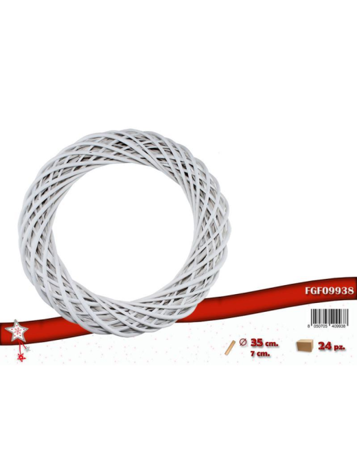 GHIRLANDA LEGNO BIANCA DIAMETRO 35 CENTIMETRI