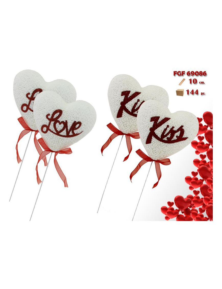 WHITE HEART PIN 10cm 2 pieces