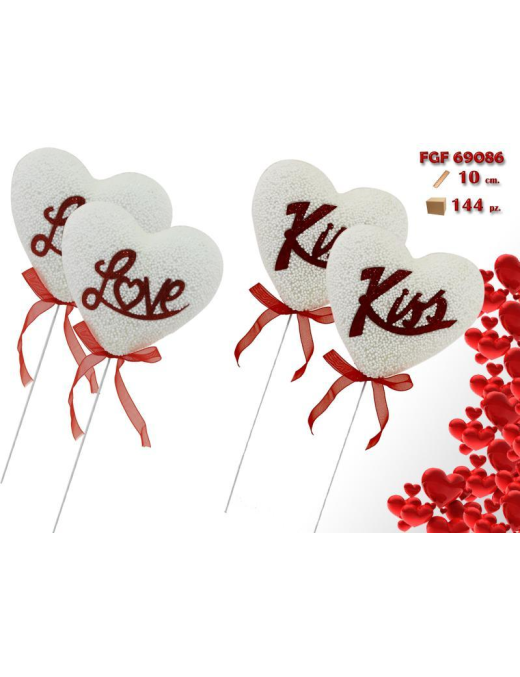 SPILLONE CUORE BIANCO 10cm 2pezzi