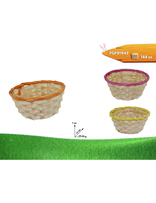 BASKET WITH ROUND COLOR EDGE 19x14 01942