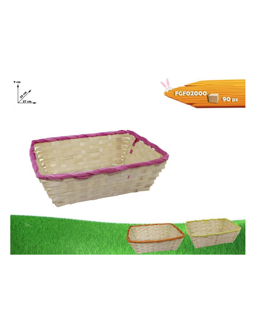 BASKET WITH STRAIGHT COLORED EDGE. 27x22 02000