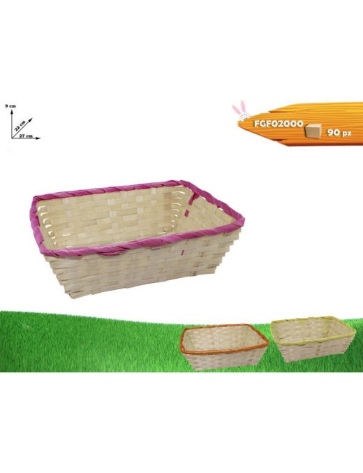 BASKET WITH STRAIGHT COLORED EDGE. 27x22 02000