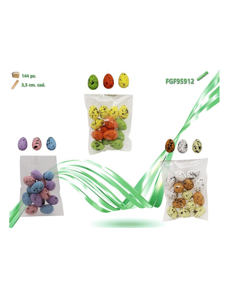 OVETTI POLISTIROLO COLORATI  3,5 CM 14 PEZZI