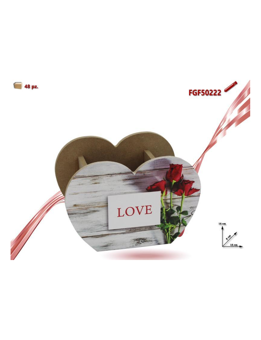 WOODEN HEART BOX 15x8x15