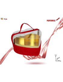 SCATOLA PLASTICA E TESSUTO ROSSO 25x23x14 cm