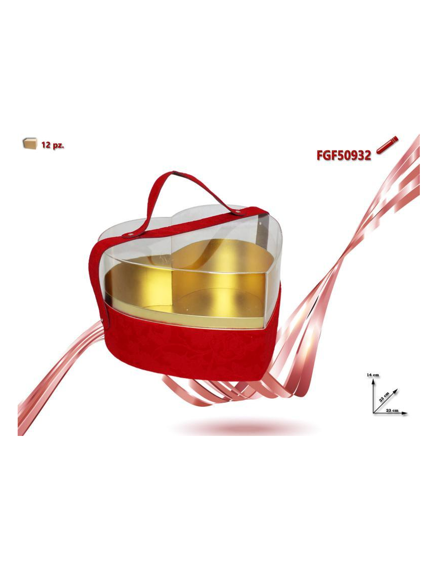 PLASTIC AND RED FABRIC BOX 25x23x14 cm