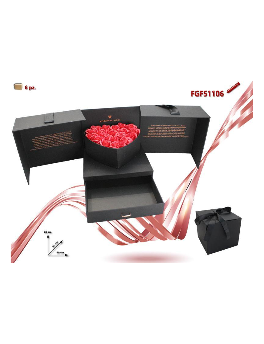 SCATOLA CARTA CON ROSE PROFUMATE  50x25cm
