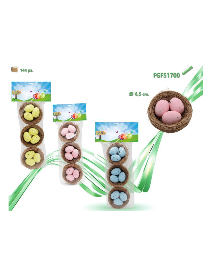 OVETTI CON NIDO 6,5 CM 3 PEZZI