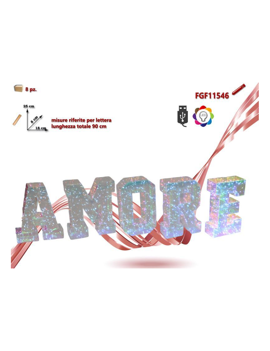 SCRITTA LUMINOSA AMORE 25cm