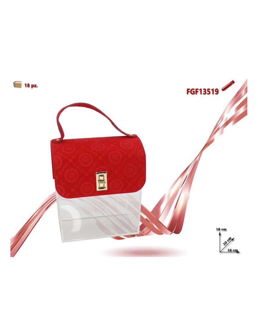 PLASTIC AND VELVET BAG 16x10x18cm