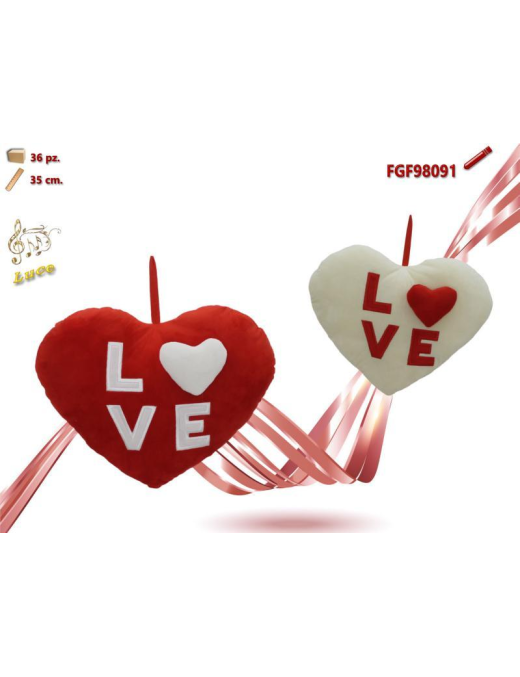 PLUSH HEART WITH MUSIC AND LIGHT 35cm