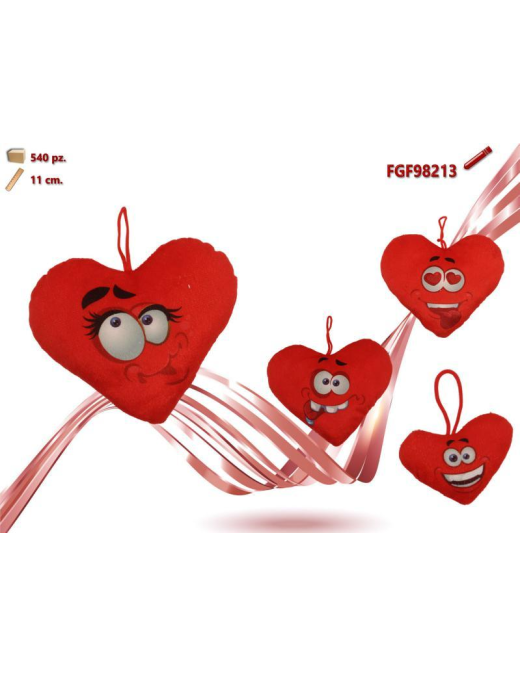 PLUSH HEART WITH FACE 11cm