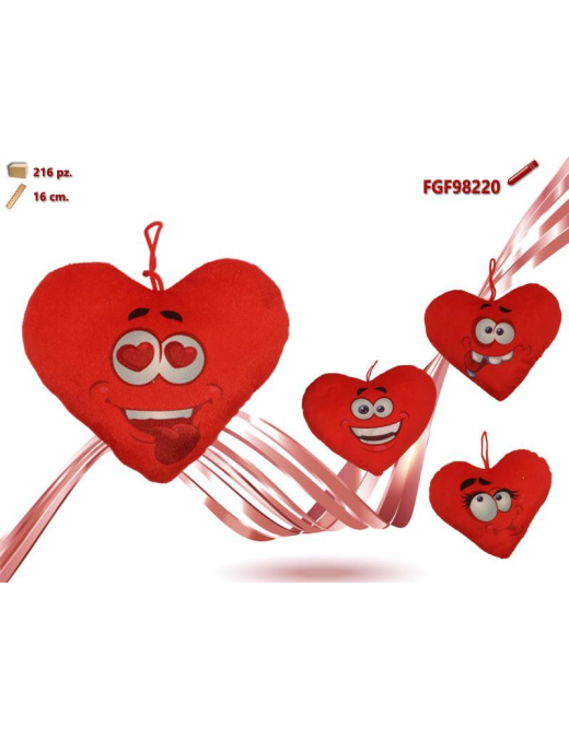 CUORE PELUCHE CON FACCINA 16cm