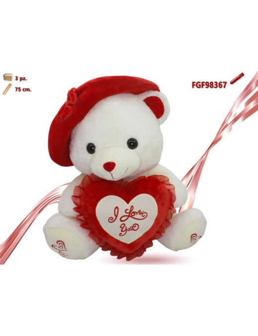 ORSO CON CUORE+BASCO 75cm