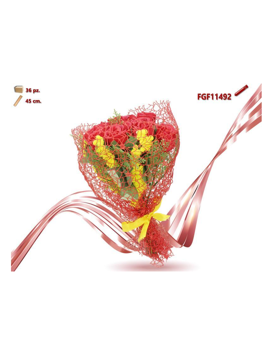WOMEN'S DAY BOUQUET OF ROSES+MIMOSES 45cm