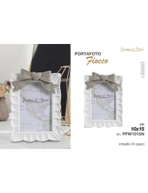 PORTAFOTO CERAMICA CON FIOCCO GRIGIO 10x15cm