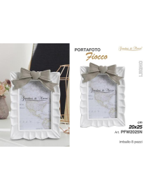 PORTAFOTO CERAMICA CON FIOCCO GRIGIO 20x25cm