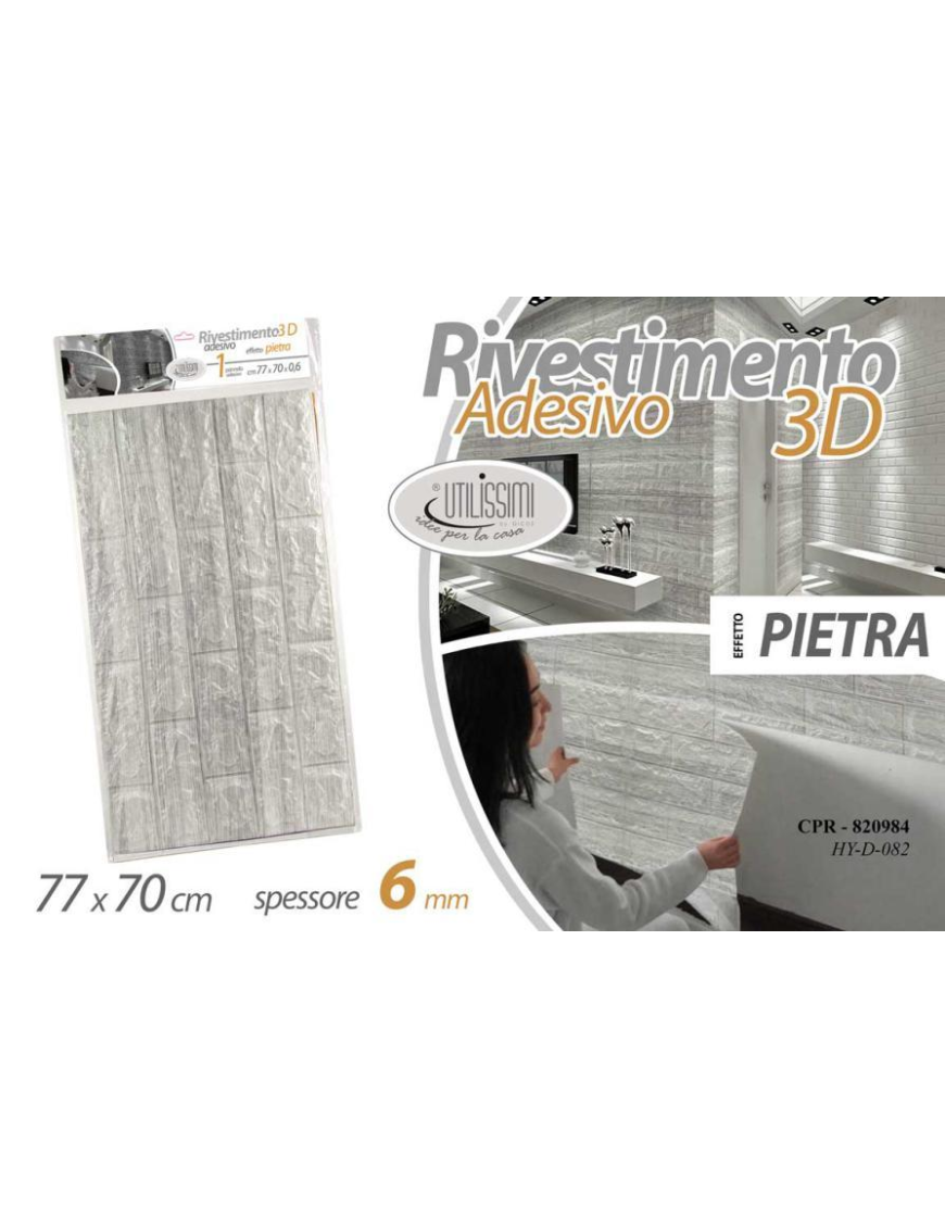 RIVESTIMENTO PARETE 3D EFFETTO PIETRA  77x70x0,6m