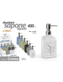 DOSATORE SAPONE LIQUIDO IN VETRO QUADRO 450ml