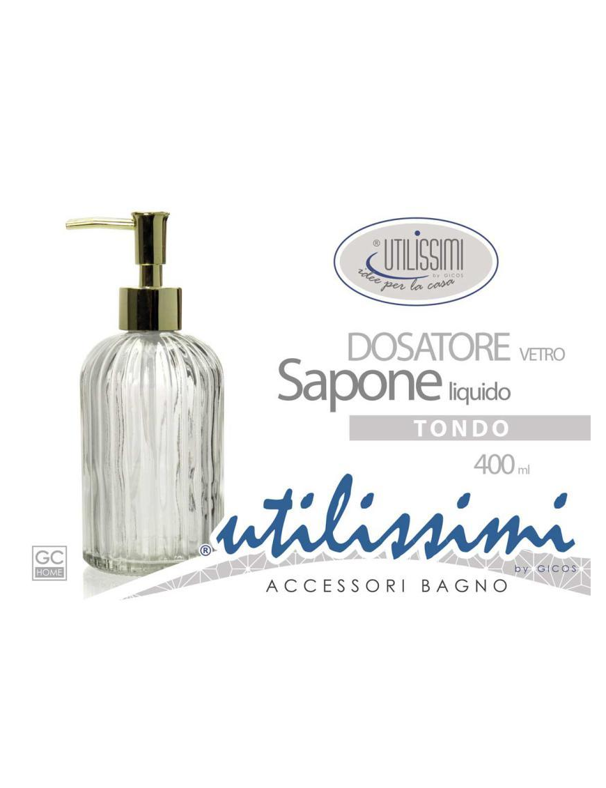 ROUND GLASS LIQUID SOAP DISPENSER 400ml