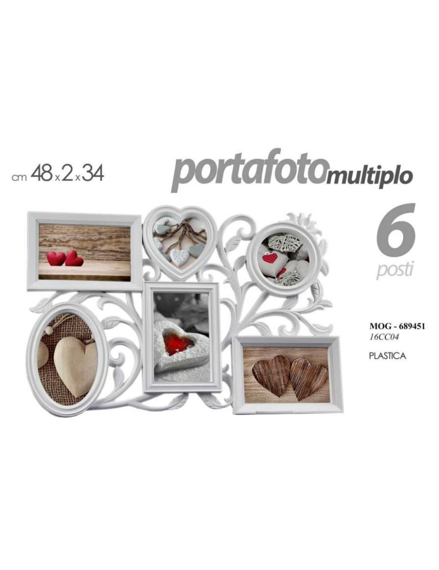 MULTI-PHOTO PLASTIC PHOTO FRAME FOR 6 PLACES