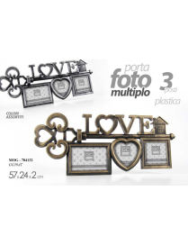 MULTI-PHOTO PLASTIC PHOTO FRAME FOR 3 PLACES, ASSORTED COLORS