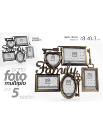 MULTI-PHOTO PLASTIC PHOTO FRAME 5 PLACES ASSORTED COLORS