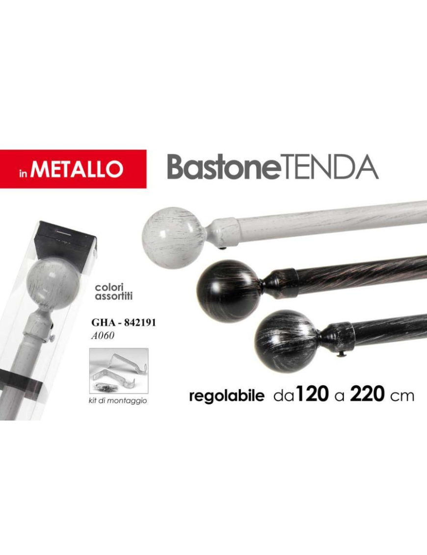ASTA TENDA 120-220cm SFERA IN METALLO