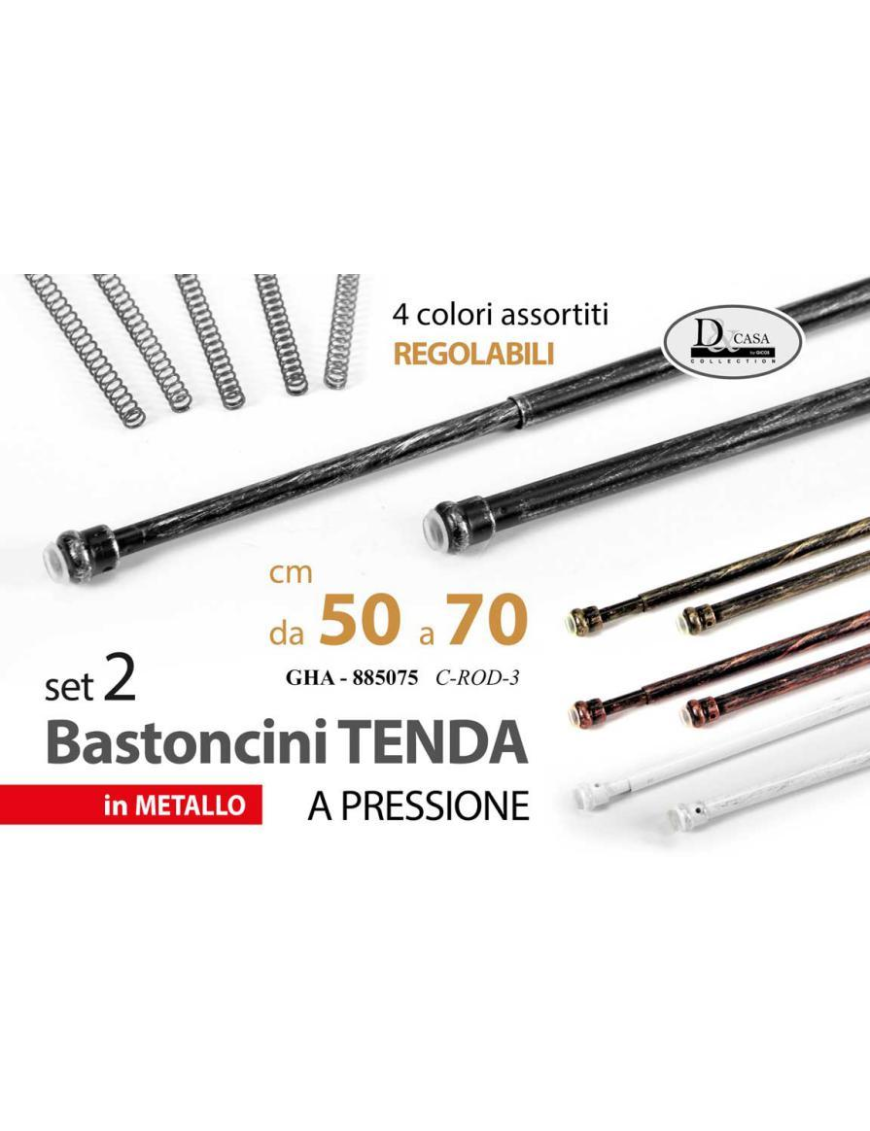 ASTA TENDA  50-70cm 2pezzi IN METALLO