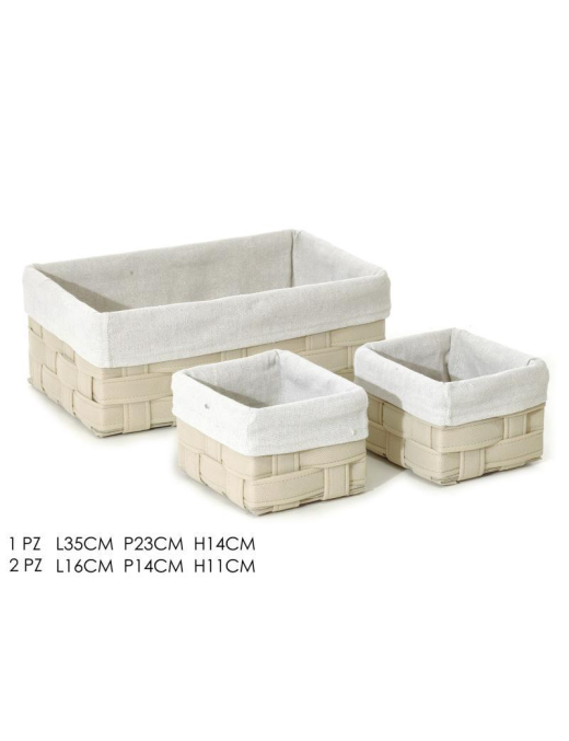 CESTE RETTANGOLARE RATTAN BEIGE 3 PEZZI