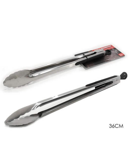 BARBECUE TONGERS 36cm BLACK HANDLE