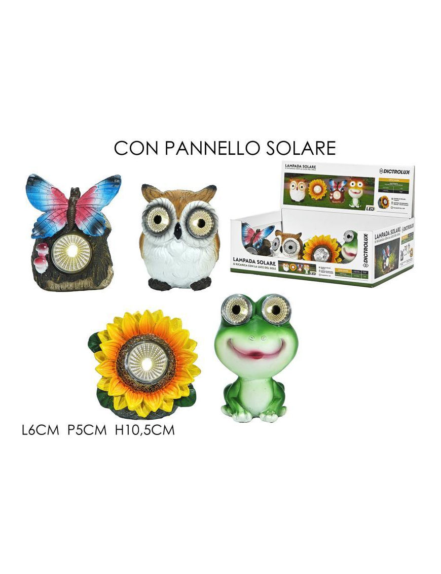 SOLAR LAMP 10cm ASSORTED SUBJECTS