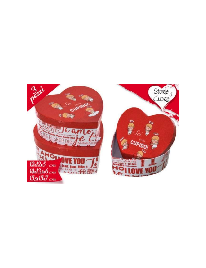 SCATOLA CUORE CUPIDO 3pezzi