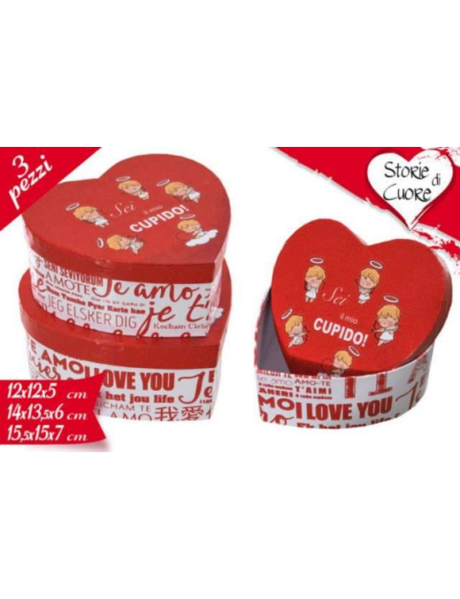 SCATOLA CUORE CUPIDO 3pezzi
