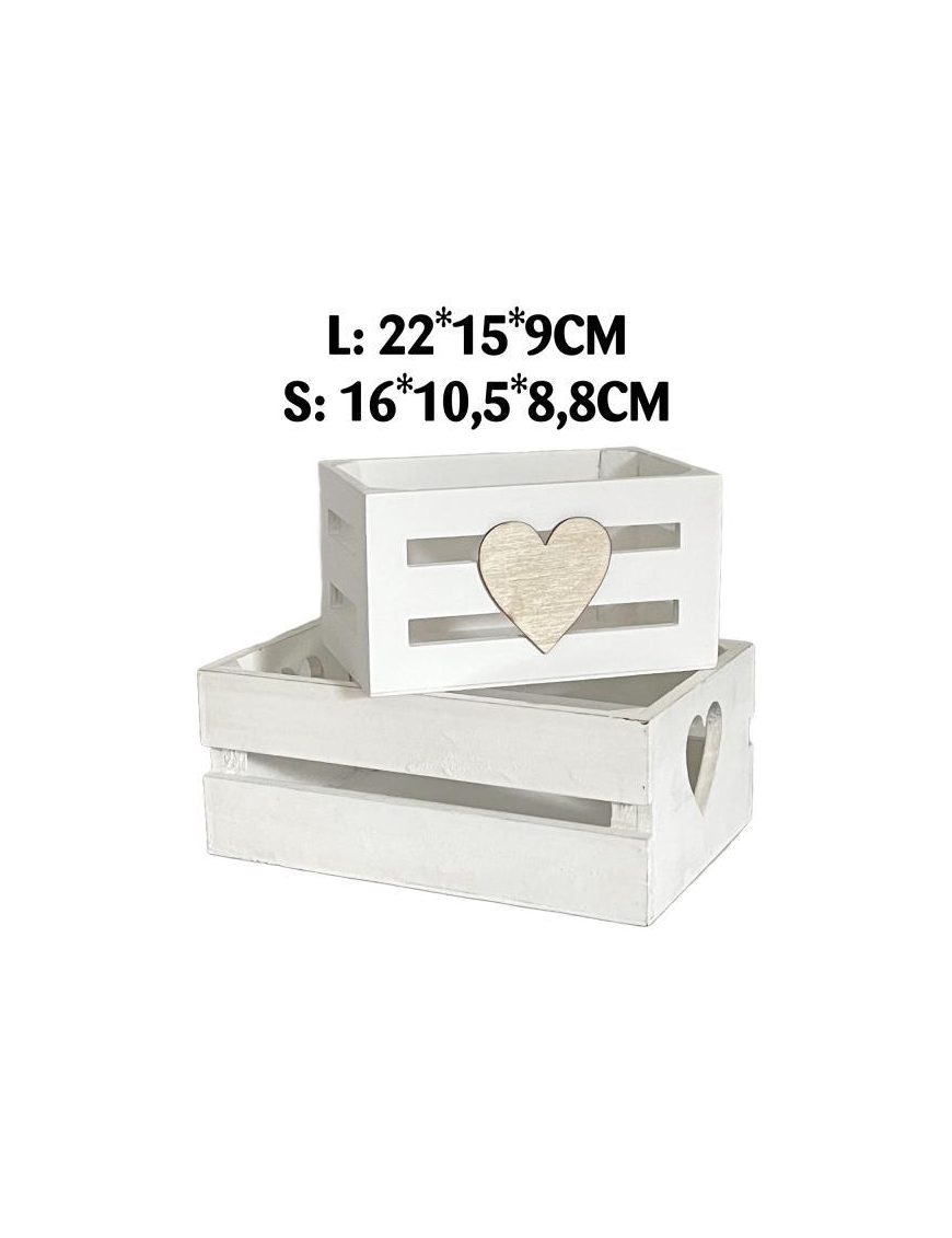 CASSETTA LEGNO CUORE  BIANCO 2pezzi
