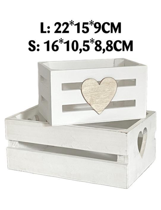 CASSETTA LEGNO CUORE  BIANCO 2pezzi