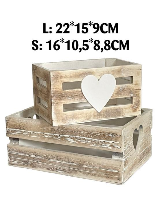 CASSETTA LEGNO CUORE  NATURALE 2pezzi