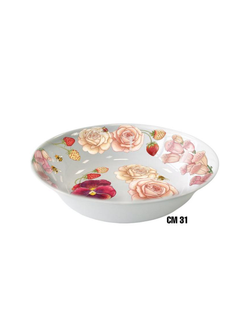 PINK FLOWERS LINE SALAD BOWL 31cm