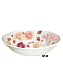 PINK FLOWERS LINE SALAD BOWL 33cm