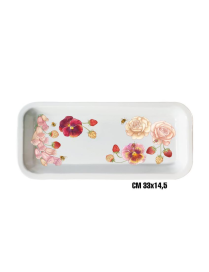 PINK FLOWER LINE RECTANGULAR TRAY 33x14.5cm