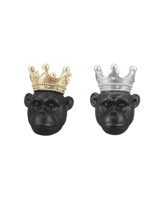 MONKEY WITH CROWN 17x15x19cm BLACK