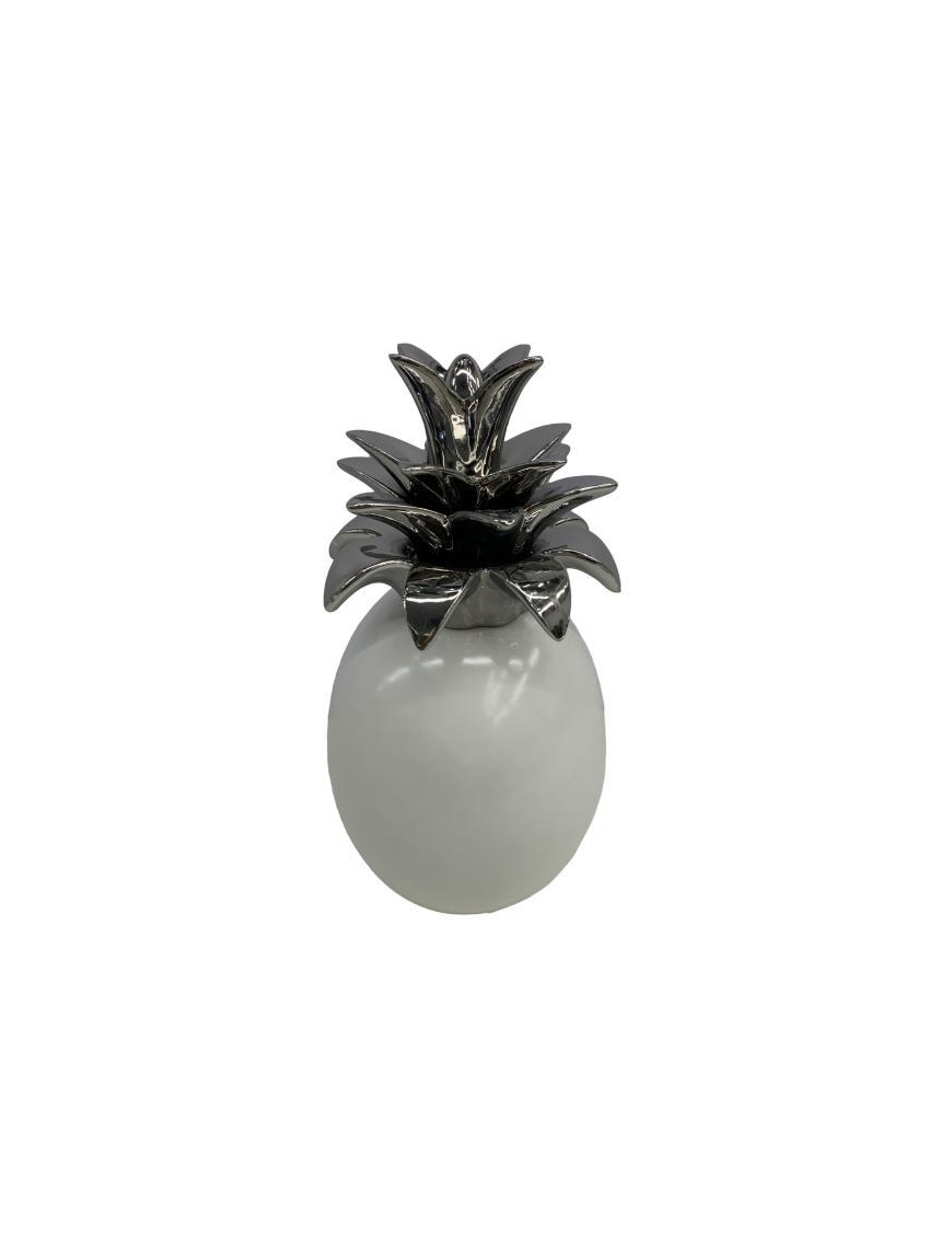WHITE-SILVER PINEAPPLE FRUIT 15x15x29cm