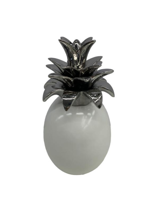 FRUTTA  ANANAS BIANCO-ARGENTO  15x15x29cm