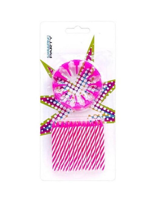 CANDLES W/ SUPPORT 24PCS ROSA 2887