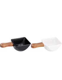 CERAMIC BOWL AND WOODEN HANDLE 19x10x6cm