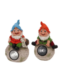 POLYRESIN GNOME WITH LED 36cm