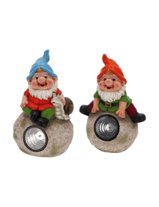 POLYRESIN GNOME WITH LED 36cm